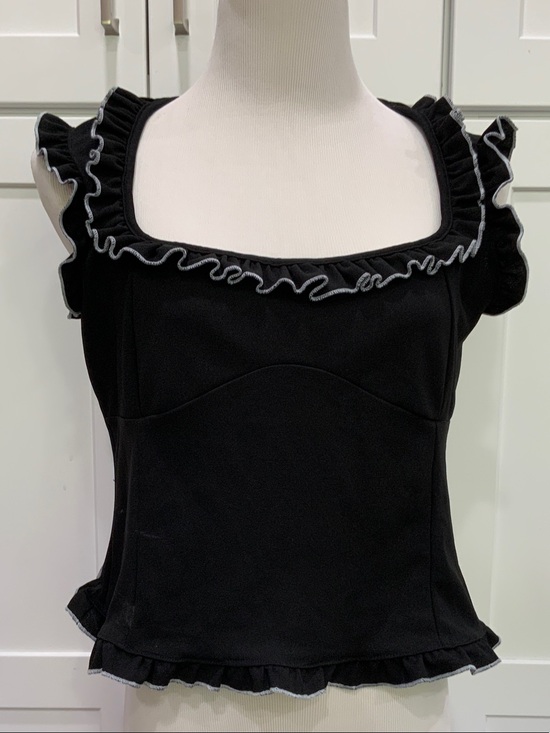 ASOS Tops - ASOS Black Ruffle Trim Top